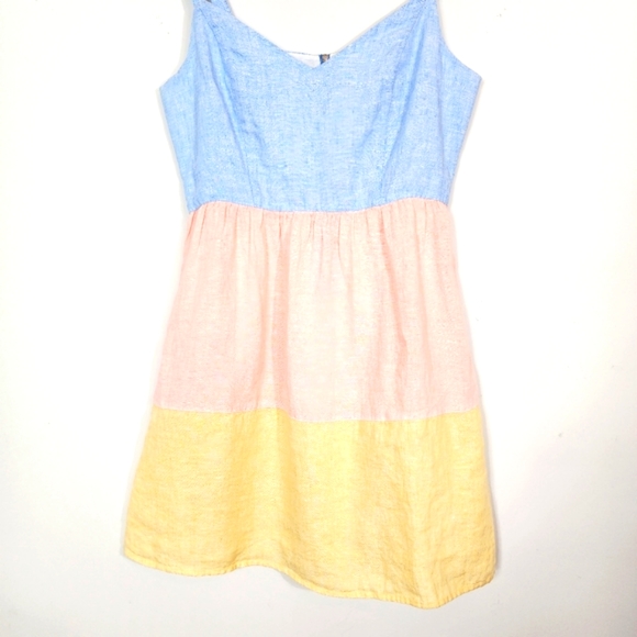 Cynthia Rowley 100% Linen Color Blocked Dress with Pockets Size Medium - Picture 3 of 8